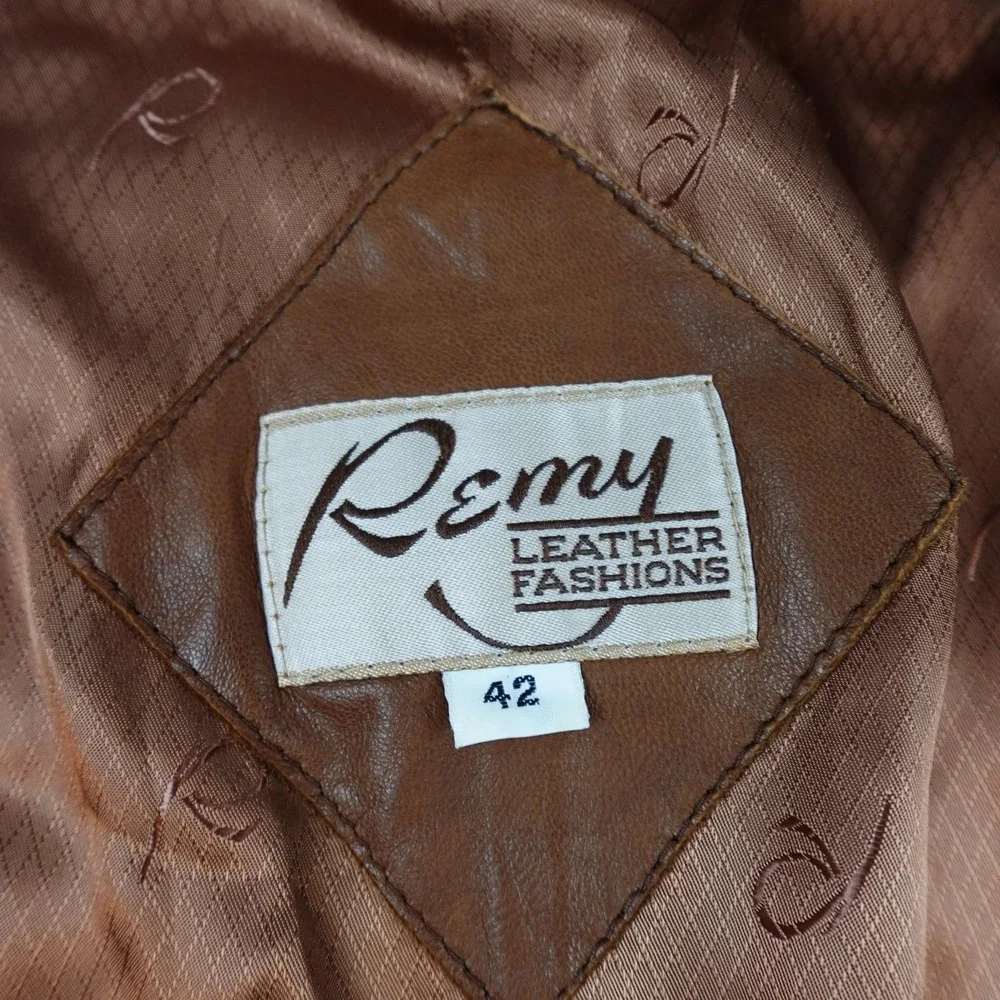 Vintage Remy Blazer Mens 42 Brown Leather Sport Coat 2 Button Jacket Butter Soft